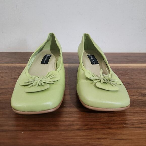 Etienne Aigner Lime Green Pumps Heels Womens 8.5 M Gardener Leather Stacked Heel - Picture 4 of 13